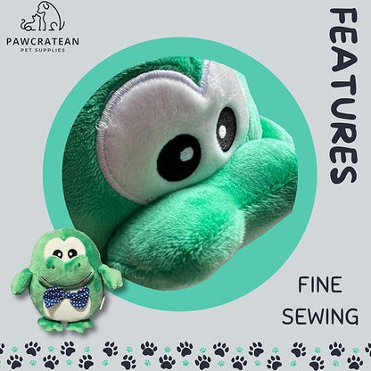 7" Squeaky Plush Toy for Puppies Small Dogs Self Etertainment Washable Soft Made [PET ONLY] (Green Frog)