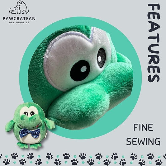 7" Squeaky Plush Toy for Puppies Small Dogs Self Etertainment Washable Soft Made [PET ONLY] (Green Frog)