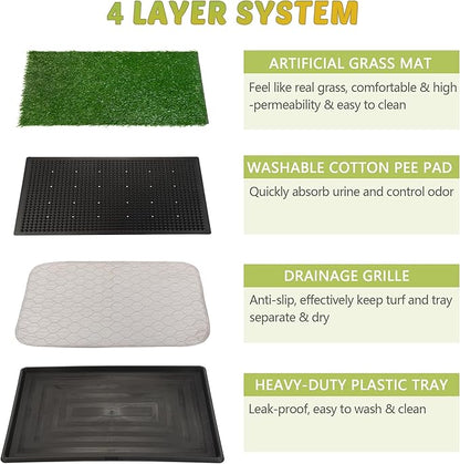 Dog Grass Pad with Tray, 30" x 20" Large Artificial Grass Pad for Dogs, Indoor Washable Dog Litter Box Reusable Puppy Toilet Pet Loo for Puppy Potty Training
