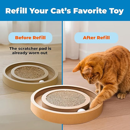 Best Pet Supplies Catify Cat Scratcher, Fun Interactive Scratchers, Posts, Poles, Claw Safe, Furniture Saver Indoor Play Support Natural Cat Behaviors Heavy Duty - 3 Pack Round, 10 x 10