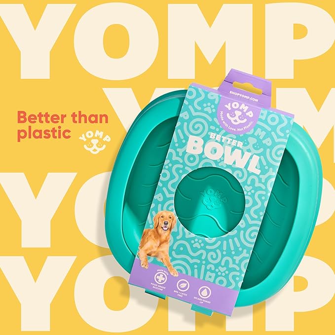 Yomp BetterBowl Silicone Dog Bowl – Weighted Dog Bowl, Spill-Proof, Non-Slip, Pet-Safe, Non-Toxic, Textured, Dishwasher Safe Water Feeder for Dogs and Puppies