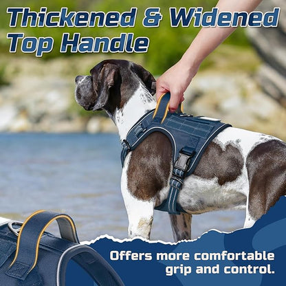 rabbitgoo Tactical Dog Harness for Small Dogs, No Pull Military Service Vest with Handle & Molle, Easy Control for Training Walking, Adjustable Reflective Straps, Blue, S