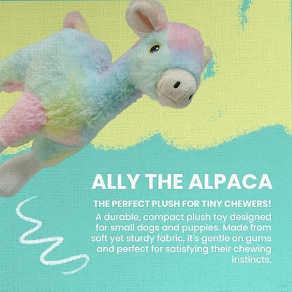 Snugarooz Ally The Alpaca Plush Dog Toy with Repair Patch – Tie Dye Design with Crinkle & Squeak Sounds – Durable for Small to Medium Dogs