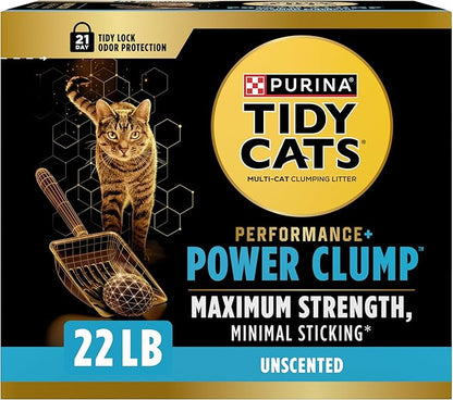 Purina Tidy Cats Performance Plus Power Clump Unscented Multi Cat Clumping Cat Litter - 22 lb. Box