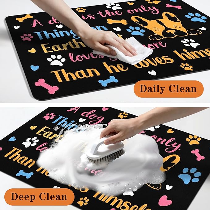 Pet Feeding Mat for Floors Waterproof Dog Mat for Food and Water Absorbent Quick Dry Non Slip mat for Cat Bowls
