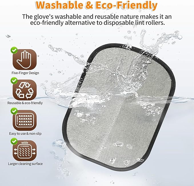 Pet Hair Removal Glove for Dogs & Cats, Reusable Electrostatic Pet Hair Remover for Laundry, Clothing, Couch, Carpet & Car Seats, Washable Lint and Fur Cleaning Tool