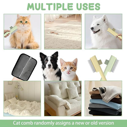 1 PCS Pet Hair Removal Glove w/ 2PCS Pet Combs,Electrostatic Gloves for Cats&Dogs Flea Comb,Dog Comb,Cat Comb,Brush for Shedding,Reusable Animal Fur Removal Tool for Couch,Furniture,Carpet,Curtain