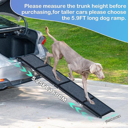 Uross Dog Ramp for Car 63" Long - Collapsible Pet Ramps for Large Dogs SUV Truck Folding Outdoor Dog Ramp for Porch Steps