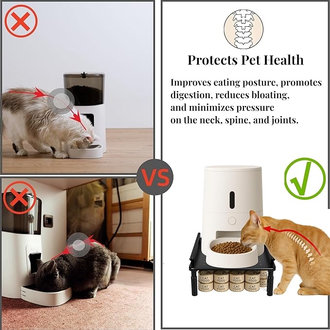 Dog Water Bowl Dispenser Stand & Metal Holder Compatible with Automatic Feeders & Water Dispensers - Adjustable Height, Raised Elevated Platform for Cats, Small & Medium Dogs