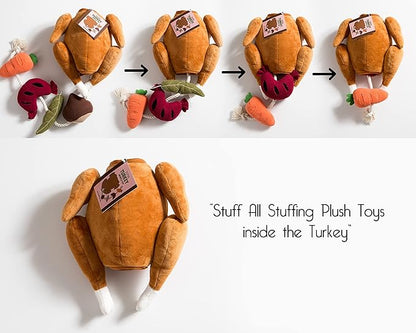 Stuffed Turkey Snuffle Dog Toy - 3 in 1 Hide and Seek, Snuffle and Rope Toy