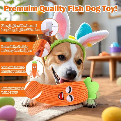 Mity rain Interactive Dog Toys - Easter Carrot Toys for Small Medium Large Dogs, Moving Pet Toy to Keep Them Busy for Boredom, Floppy Smart Motion Activate Enrichment, Rechargeable