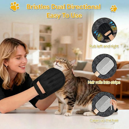 Pet Hair Removal Glove for Cat & Dog,Resuable Five-Finger Electrostatic Magic Brush,Washable Multi-Surface Pet Hair Remover Tool for Furniture, Clothing, Sofa, Carpet, Bed & Car