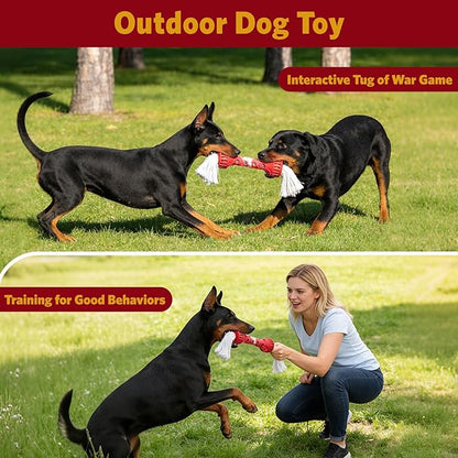 Indestructible Dog Chew Toy, Durable Heavy-Duty Rubber for Aggressive Chewers & Puppy Teething, Interactive Fetch Toy for Large/Medium Dogs to Beat Boredom, Cream Scented, Red/White