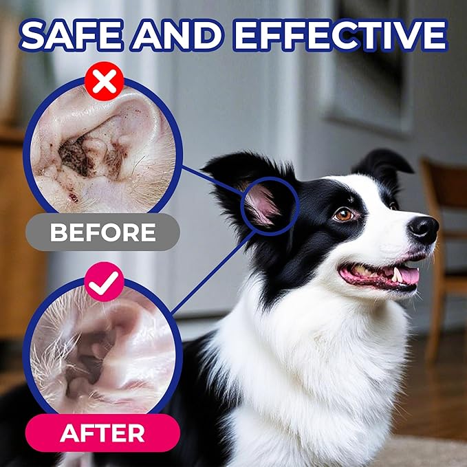Wellix 120ml Ear Cleaner for Dog & Cat - Ear Infection Treatment Without Irritation - Dog Ear Wash for Itch Relief & Soothing Inflammation - Ear Wax, Powder and Odor Removal Drops
