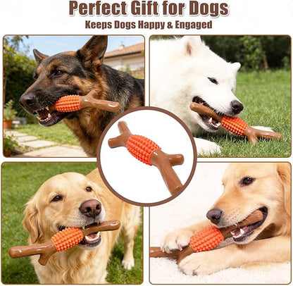 SCHITEC Dog Chew Toy for Aggressive Chewers, Tough Big Nylon & Rubber Teething Stick with Real Maple Wood Flavor for Large Medium Breed