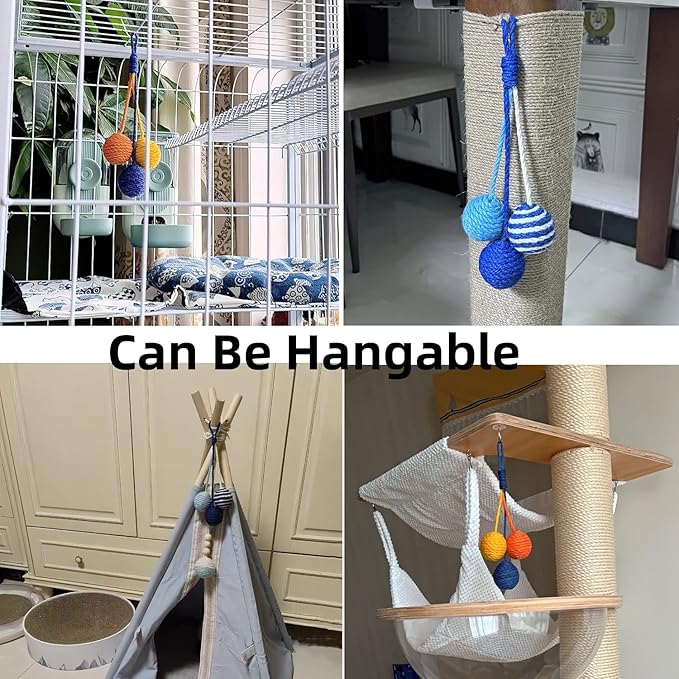 Cat Toy Sisal Ball Hanging Cat Toy Handmade Cat Rope Ball Chew Eco-Friendly Toy Pets Interactive Toy Cat Toys for Indoor Cats (Original Color, 1pcs)