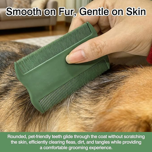 6-Piece Double-Sided Dog Cat Grooming Comb Set for Short Hair, Flea Removal and Daily Coat Care