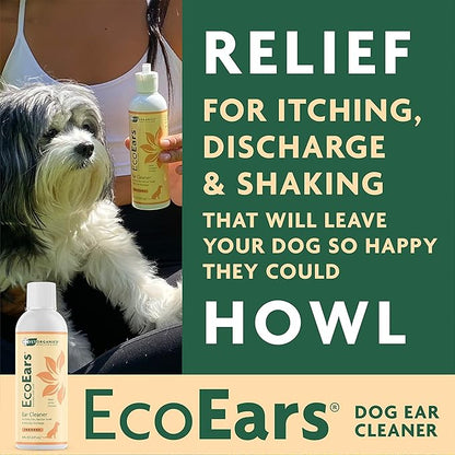 Vet Organics EcoEars Dog Ear Cleaner – Natural Formula for Odor & Wax Buildup – Gently Cleans Dog Ears – 8 oz 2pack
