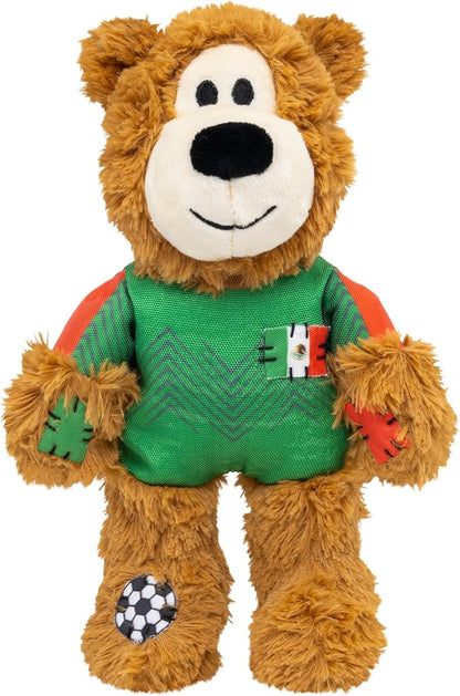 KONG Wild Knots Bear Soccer Player Dog Toy – Mexico – National Team Jersey Inspired – International Tournament Edition – Plush Rope Toy with Squeaker, Medium/Large