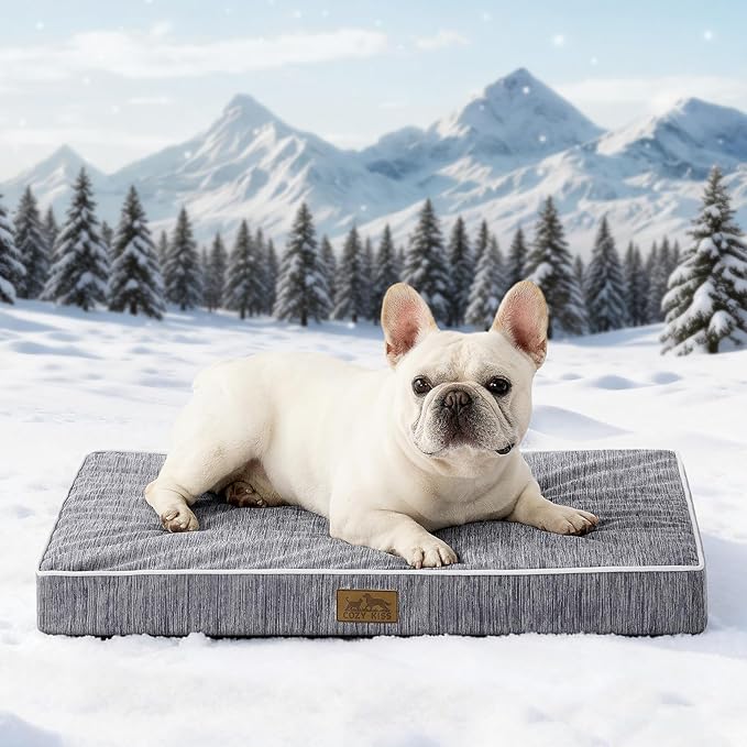 Cooling Dog Bed for Crate, Waterproof Dog Crate Mat with Removable Washable Cover, Orthopedic Egg Crate Foam Support, Dog Crate Bed 29x18x3 Inch,Dark Grey