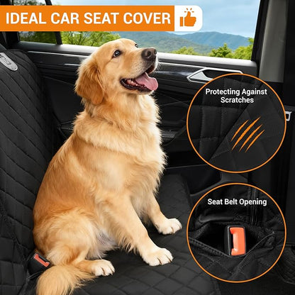 Dog Car Seat Cover for Back Seat - Waterproof Pet Seat Protector with Non-Slip Backing, Universal Fit for Most Cars, SUVs, and Trucks (Black-3,Standard（49" W x 54" L）)