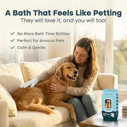 Uproot QuickClean Gloves Pro: Extra-Thick Pet Glove Wipes for Dogs & Cats - Easy Wipe Paws, Eyes, Ears, Butt, & Body - Lick-Safe for Cats & Dogs - Cleaning, Deodorizing & Grooming (20 Pack)