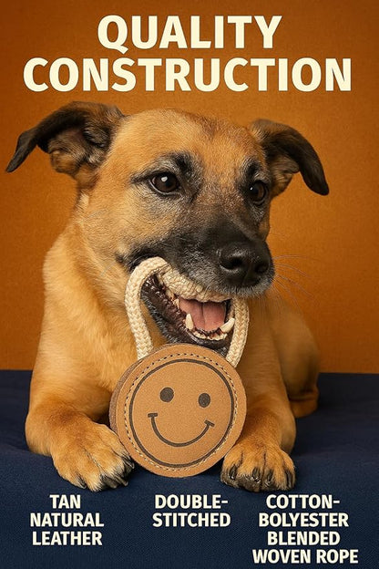 Natural Jute Dog Chew Toy – Smiley Shape, Tough & Durable Puppy Teething Toy, Safe Eco-Friendly Chew, Interactive Training & Play Toy for Small, Medium & Large Dogs