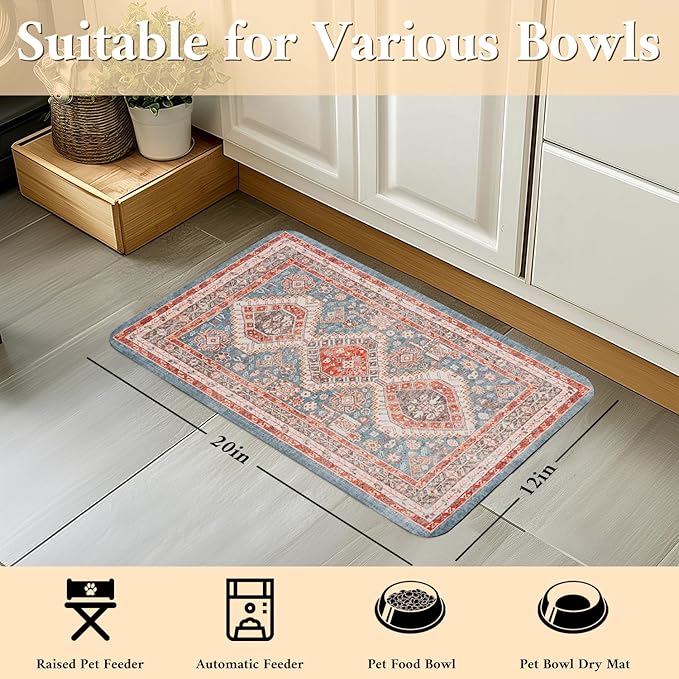 Dog Food Mat for Floors Waterproof Quick Dry Pet Placemat Cat Feeding Bowls Mats for Food and Water, Eco-Friendly Dog Accessories Diatomite Pets Supplies 12" X 20"