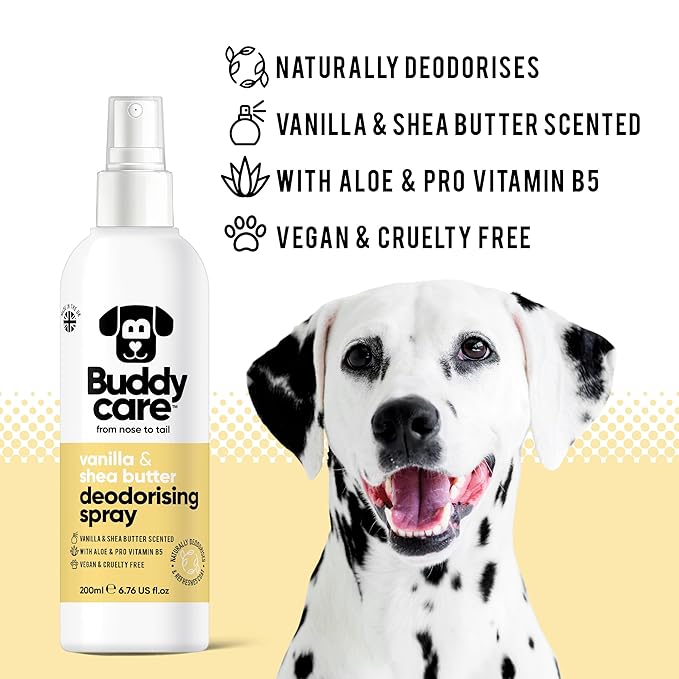 Dog Deodorising Spray - Deodorising Spray for Dogs - With Aloe Vera and Pro Vitamin B5 (Vanilla & Shea Butter, 200ml)