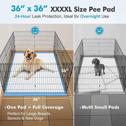 Gimars 36x36 4XL Large Pee Pads for Dogs - 150 Counts Extra Absorbent Puppy Training Pads 6 Layers Thicken, Jumbo Disposable Leak-Proof Quick Dry Wee Wee Pads for Dogs Cats Rabbits Pets