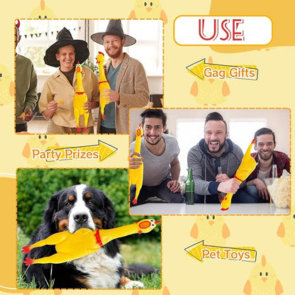 22 Inch Crazy Huge Rubber Chicken,Yellow Squeeze Chicken Toys,Squeaky Chicken Dog Toys,Squawking Prank Novelty Gag Gift