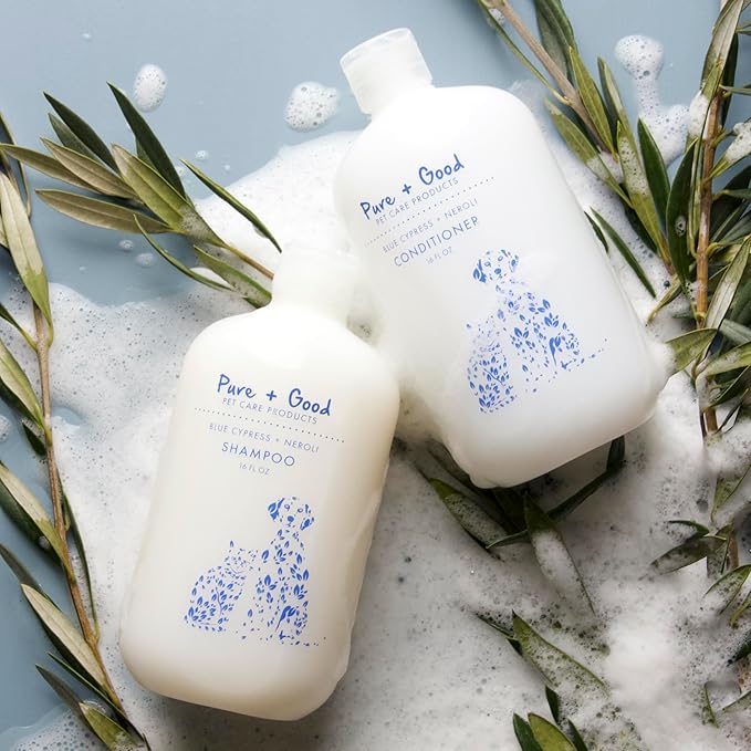 Shampoo and Conditioner Set, Formulated for All Pets, Gentle and Cleansing, Made in The USA, Cruelty Free, 16 fl oz (Blue Cypress + Neroli)