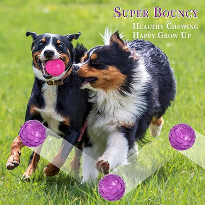 3'' Squeaky Dog Toy Balls for Lagre Medium Breed, Indestructible Dog Balls for Playing, Fetching & Retrieving, Durable Aggressive Chewers, 3 PCS Pink+Purple+Blue