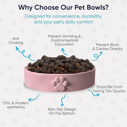 Slow Feeder Dog Bowls – Dog Bowl Slow Feeder – Microwaveable Dog Slow Feeder for All Breeds – Lead and BPA-Free Ceramic Pet Bowl – Pet Feeder for Fast Eaters