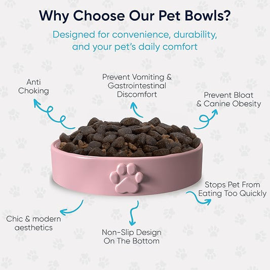 Slow Feeder Dog Bowls – Dog Bowl Slow Feeder – Microwaveable Dog Slow Feeder for All Breeds – Lead and BPA-Free Ceramic Pet Bowl – Pet Feeder for Fast Eaters