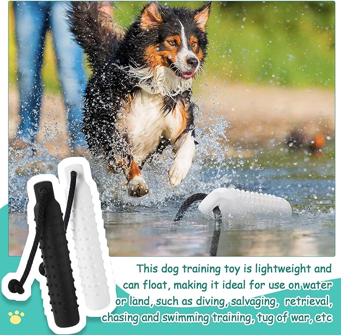 6 Pcs Dog Bumper Toy for Water Retrieving Plastic Puppy Training Dummy Dog Float Toy Lightweight for Float on The Water Pool Outdoor Training Hunting Fetching (Black,White)