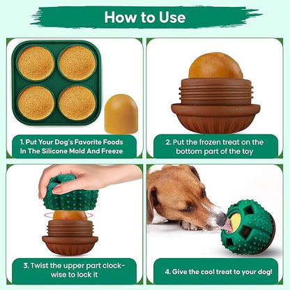 Cactus Design Frozen Treat Dispensing Dog Toy - Interactive Dog Toys to Keep Your Pup Busy and Distracted - Freezable Fillable Silicone, Reduces Anxiety, Easy to Clean, Perfect for Seniors