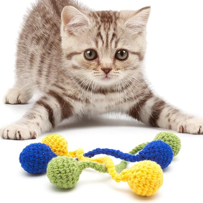 Glaciart One Catnip Wool Balls - Hanging Cat Toys for Indoor, 100% Natural Wool - Hanging or Sliding, Interactive Kitten Toy for Door Handles, Wall Hooks, Gift for Cats - Set of 3