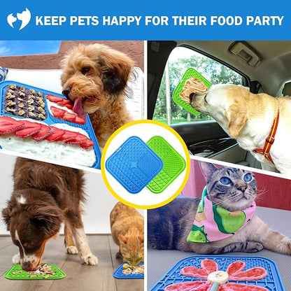 Licking Mat for Dogs, Dog Licking Mat Slow Feeder Dog Bowls, Peanut Butter Lick Pad with Suction Cups for Anxiety Relief Perfect for, Treats, Yogurt BPA Free (2 Pack)