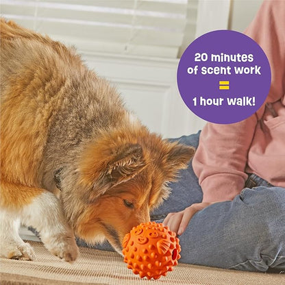 Brightkins Tough & Tumble Treats Dispenser Small Pufferfish - Enrichment Dog Toys for Aggressive Play, Gift for Puppies