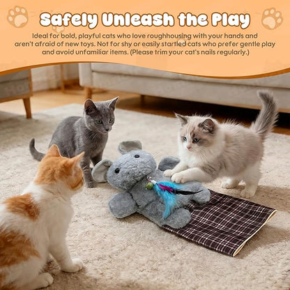 Homrich Cat Wrestling Glove Toys, Interactive Hand Puppet with Catnip & Feathers, Thick Soft Padding for Safe Play - Durable Fun & Enrichment for Cats & Kittens