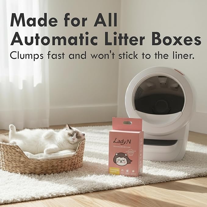 Lady N Granular Tofu Cat Litter Mini-Pellet Compatible with Automatic Self Cleaning Cat Litter Box, Strong Clumping, Low Dust, Activated Charcoal Odor Control 18lb