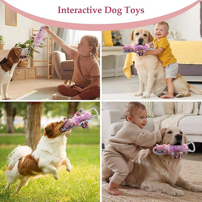 Large Dog Toys for Large Breed, Stuffed Interactive Medium & Small Dog Toys, Squeaky Funny Cute Plush Animals Puppy Toys - Pull Unicorn
