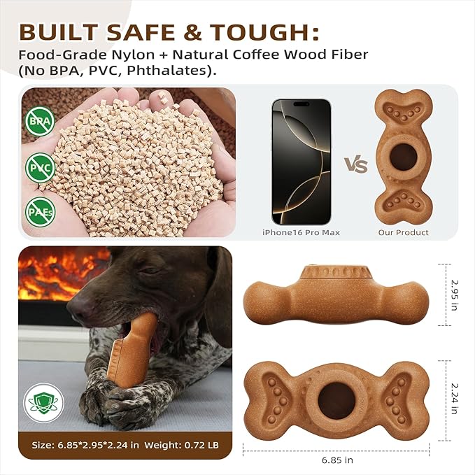 SHINKAI Refillable Frozen Dog Toy – Tough Chew & Ice Cream Holder for Aggressive Chewers, Reduces Anxiety & Destructive Behavior (Brown)