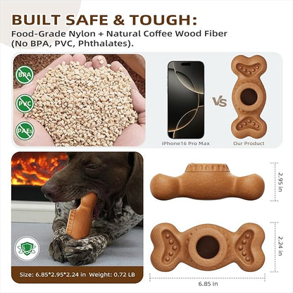 SHINKAI Refillable Frozen Dog Toy – Tough Chew & Ice Cream Holder for Aggressive Chewers, Reduces Anxiety & Destructive Behavior (Brown)