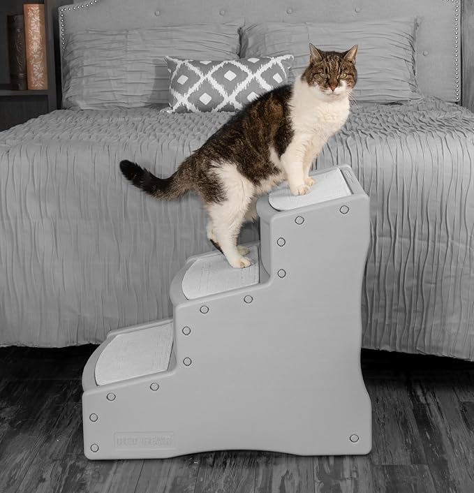 Pet Gear Easy Step III Pet Stairs, 3 Step for Cats/Dogs, Removable Washable Carpet Treads, for Pets Up to 150lbs, No Tools Required, Available in 9 Colors, Fog