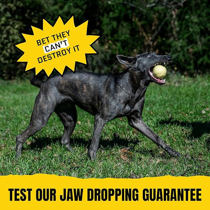 Virtually Indestructible Dog Ball - Lifetime Replacement - Tough Durable Chew Toy for Aggressive Chewers - Safe Non-Toxic Natural Rubber - Chew & Fetch - Med/Large Breed, 3"- Butter Scent