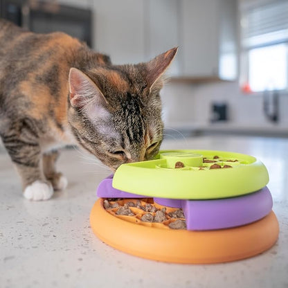 Catstages Kitty Lickin' Layers Interactive Cat Slow Feeder Treat Puzzle Toy, Dry or Wet Food, Mental Stimulation, Foraging Toy with 80+ Compartments
