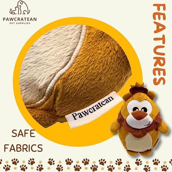 7" Squeaky Plush Toy for Puppies Small Dogs Self Etertainment Washable Soft Made [PET ONLY] (Lion)