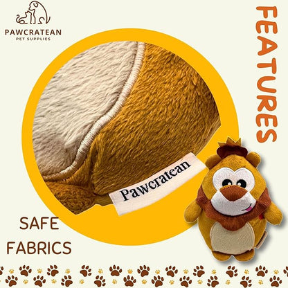 7" Squeaky Plush Toy for Puppies Small Dogs Self Etertainment Washable Soft Made [PET ONLY] (Lion)